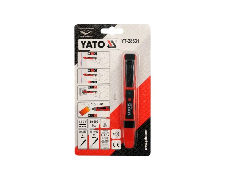Індикатор напруги звуковий комбінований YATO YT-28631, 70-1000 В, 145 мм фото