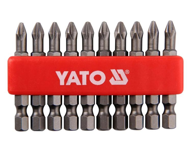 Набор бит PH2 YATO YT-0478 Non-Slip, 1/4", 50 мм, сталь S2, 10 шт фото