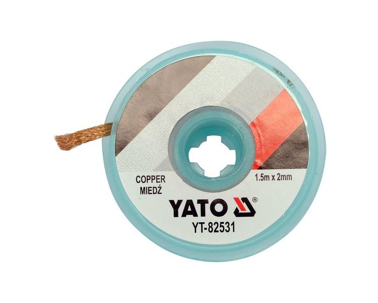 Оплётка медная для снятия припоя 2.0 мм YATO YT-82531, 1.5 м фото