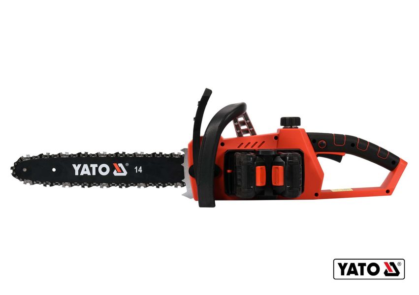 Пила цепная аккумуляторная YATO YT-82812, 36 В, 2 Ач(2), шина 35см фото
