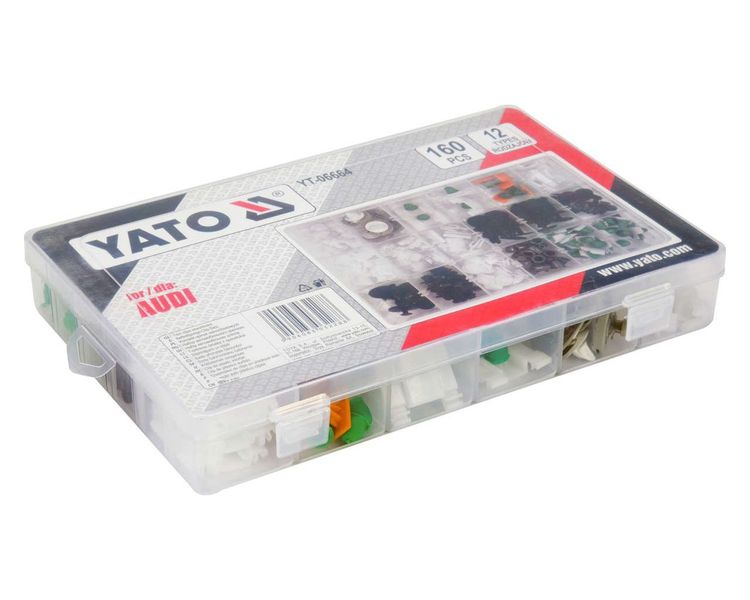 Клипсы для обшивки салона AUDI YATO YT-06664, 12 типов, 160 шт фото