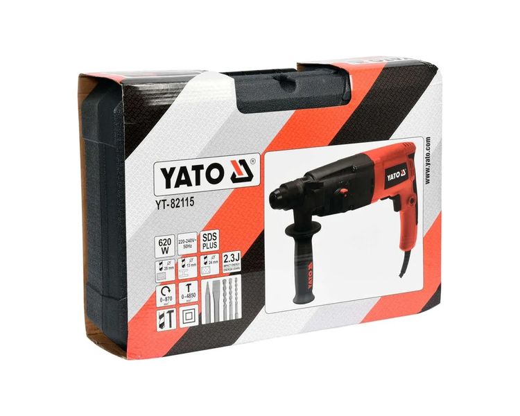 Перфоратор прямой YATO YT-82115, SDS+, 620 Вт, 2.3 Дж фото