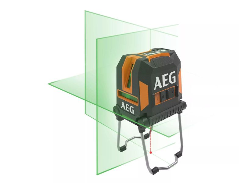 Нівелір лазерний професійний зелений до 30 м AEG CLG330-K, 3 лінії + точка фото