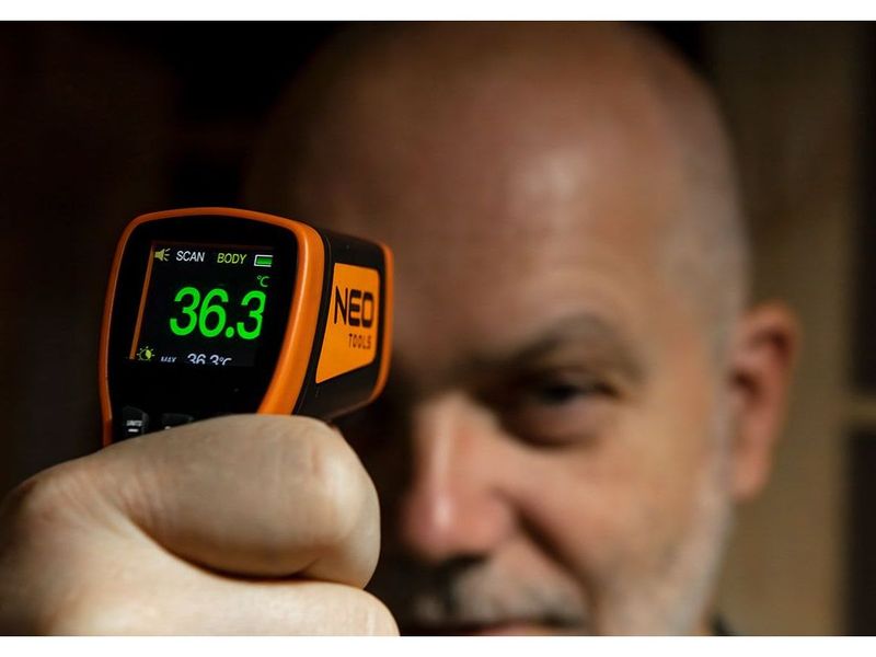 Термометр безконтактний NEO TOOLS 75-270, +32...+42.9 °С, +/- 0.2 °С, 5-15 см фото