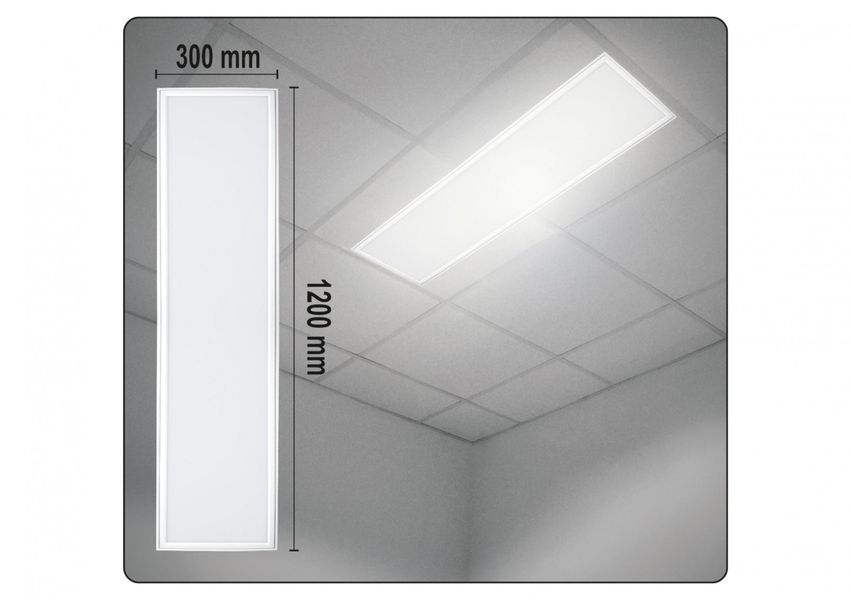 LED світильник стельовий панельний з рамкою YATO, 40 Вт, 2800 Lm, 1200х300х15 мм фото