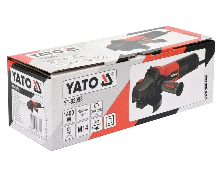 Шліфмашина кутова 125 мм з регулюванням обертів YATO YT-82098, 1400 Вт фото