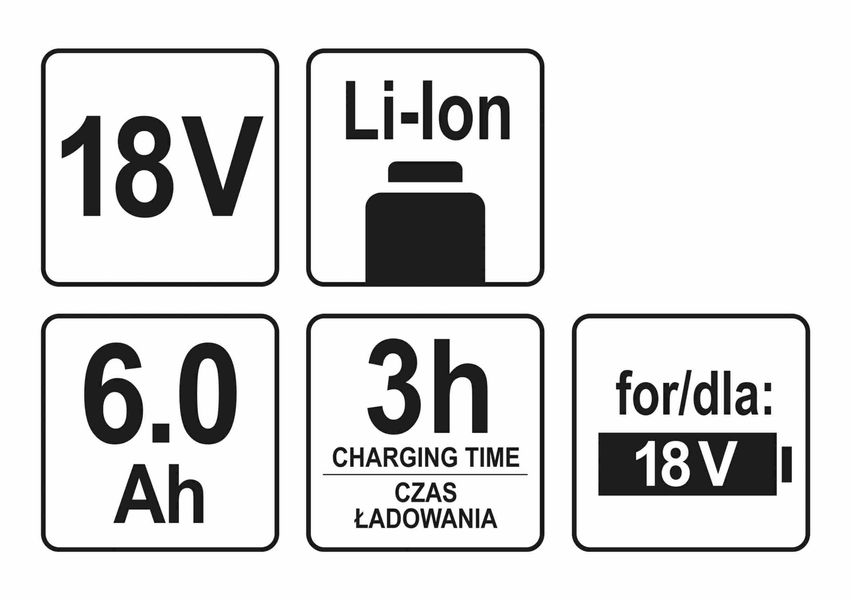 Акумуляторна батарея YATO YT-82845 Li-Ion, 18 В, 6 Аг фото