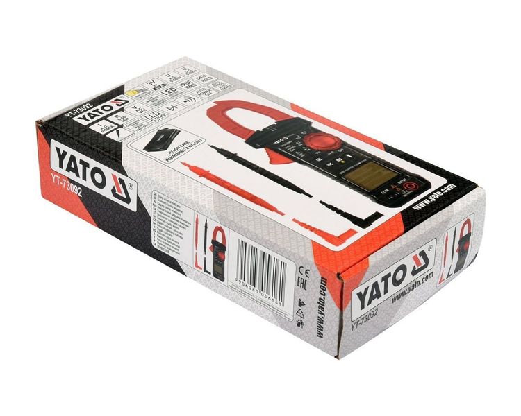Токоизмерительные клещи YATO YT-73092, AC/DC 600 В, AC 600 А, фонарик, чехол фото