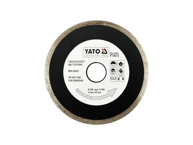 Диск алмазный сплошной 125 мм YATO YT-6013, 2.2х5.3 мм, 22.2 мм фото