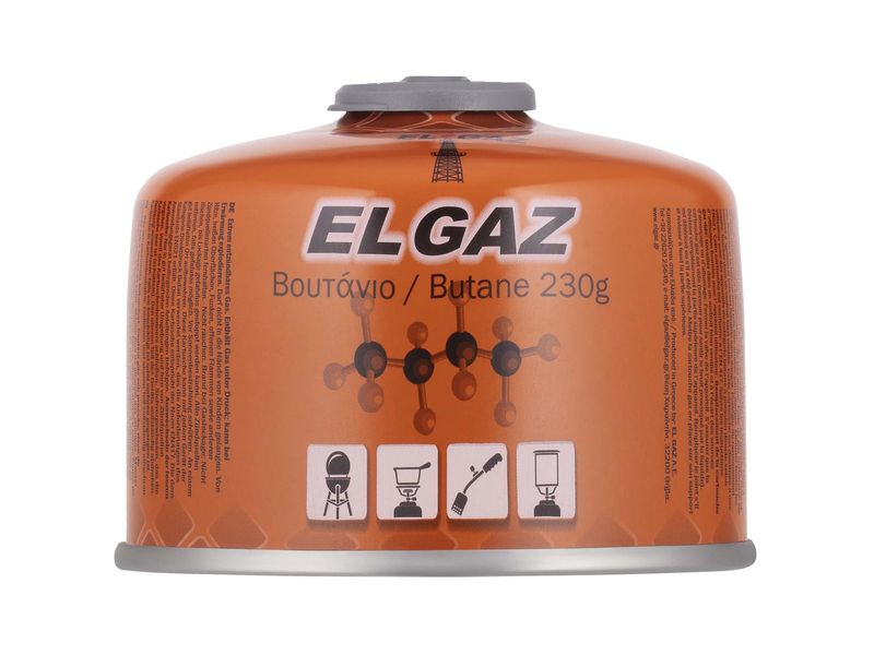 Баллон газовый резьбовой для туристических горелок EL GAZ ELG-300, бутан 230 г, двухслойный клапан фото