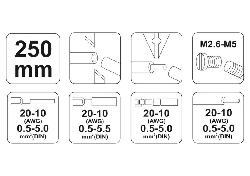 Клещи с обжимкой для снятия изоляции YATO YT-2251, 0.5-5.5 мм2, 250 мм фото