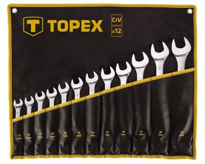 набор ключей гаечных комбинированных 13-32 мм TOPEX 35D758, 12 ед. фото