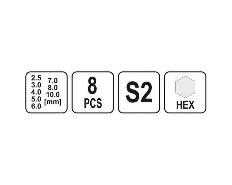 Набор Т-образных шестигранников YATO YT-05583, HEX 2.5-10 мм, 8 шт фото