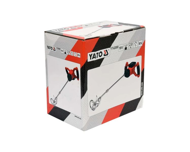 Миксер строительный аккумуляторный YATO YT-82880, 110 мм, 18В, 2Ач, 650 об/мин фото