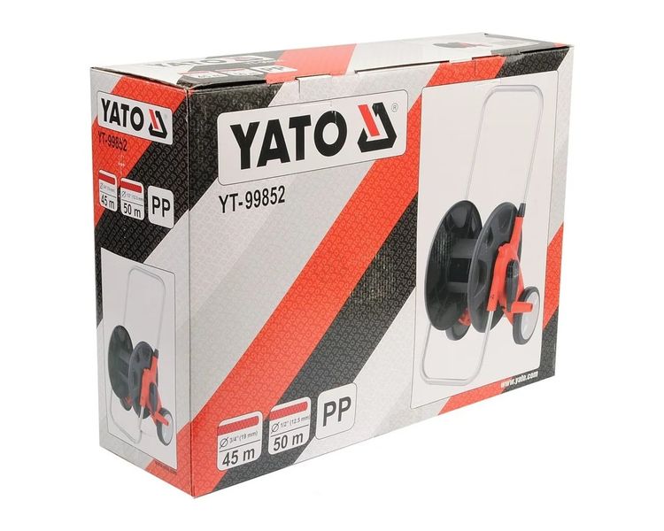 Катушка на колесах для шланга 50 м YATO YT-99852, 1/2" - 50 м; 3/4" - 45 м фото