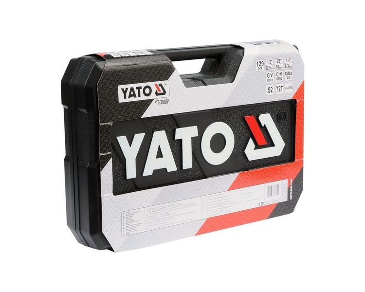Набор инструментов YATO YT-38881, 1/2"-1/4"-3/8", М4-32 мм, 129 ед фото