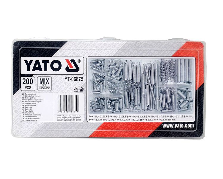 Пружинки різних розмірів YATO YT-06875, набір 200 шт. фото