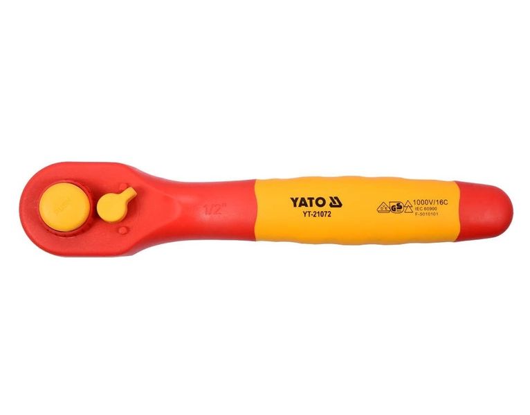 Трещотка диэлектрическая 3/8" YATO YT-21071, 200 мм, 36 зубов, VDE 1000 В фото