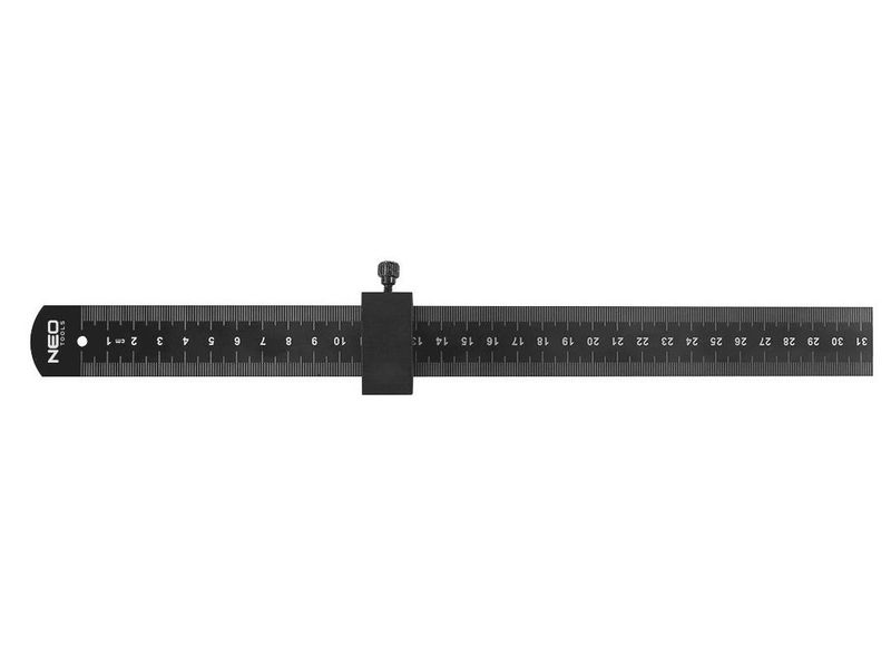 Лінійка з повзунковим фіксатором NEO TOOLS 72-200, 300 мм, нержавіюча сталь фото