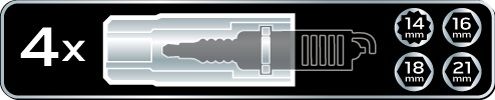 Набір головок NEO TOOLS 08-677 з тріскачкою 1/2", M8-32 мм, 28 од., металевий кейс фото