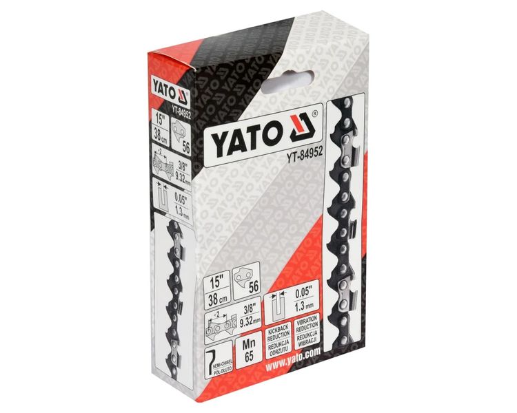 Цепь для бензопилы 56 звеньев шаг 3/8" YATO YT-84952, 15" (38 см), паз 1.3 мм фото