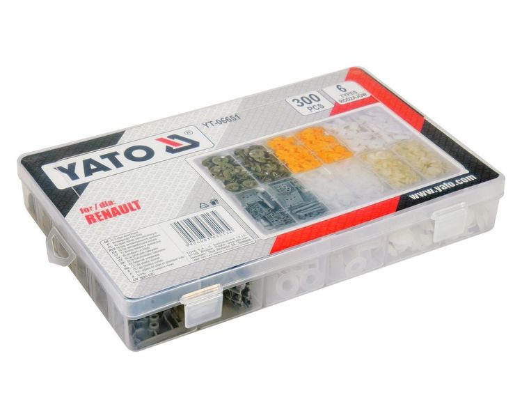 Кліпси для обшивки салону RENAULT YATO YT-06651, 6 типів, 300 шт фото