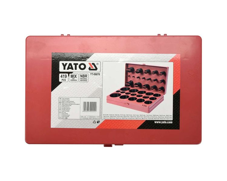 Кольца уплотнительные резиновые YATO YT-06876, 3-50 мм, набор 419 ед фото