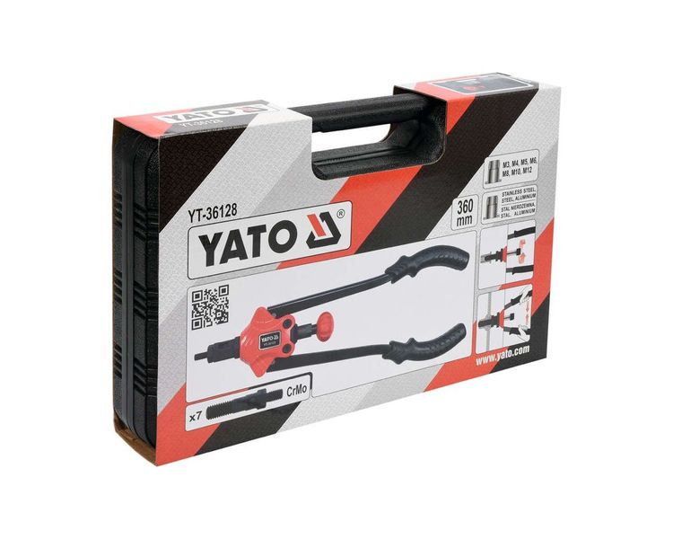 Заклепочник двуручный для резьбовых заклепок YATO YT-36128, М3-М12 мм, 360 мм фото