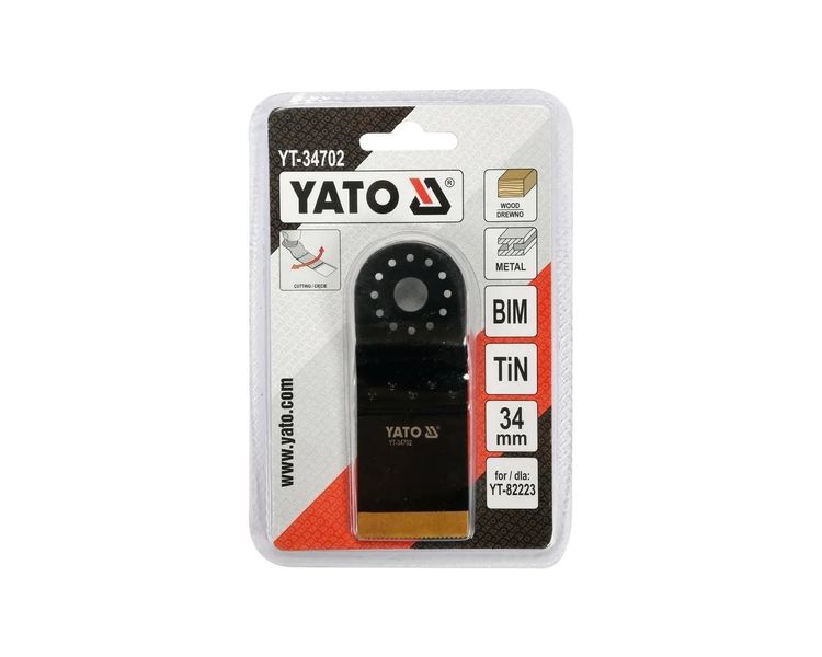 Пильное полотно титановое для реноватора YATO YT-34702, ширина лезвия 34 мм, 90/40 мм, BIM-Tin фото