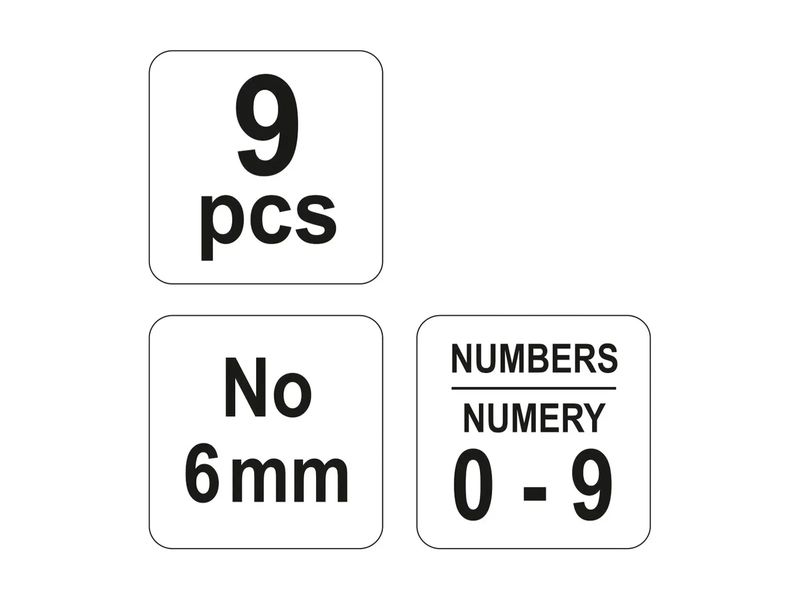 Штампы цифры (трафареты) 9 шт YATO YT-6854, высота символа 6 мм фото